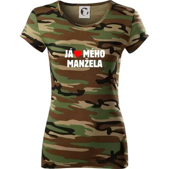 Dámské tričko Já miluju svého manžela - Dámské maskáčové triko - S ( Hnědý maskáč )