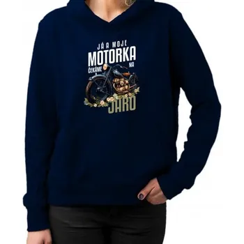 Žertovný předmět Já a moje motorka čekáme na jaro - dámská mikina s potiskem- Tričkový.cz