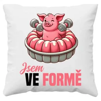 Žertovný předmět Jsem ve formě - polštář s potiskem- Tričkový.cz