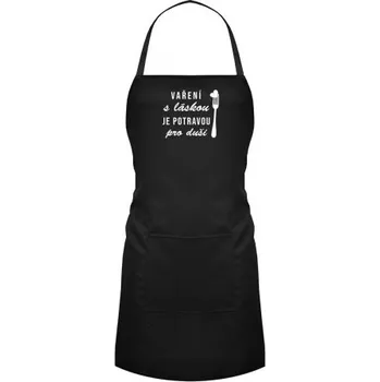 Žertovný předmět Vaření s láskou je potravou pro duši - zástěra- Tričkový.cz