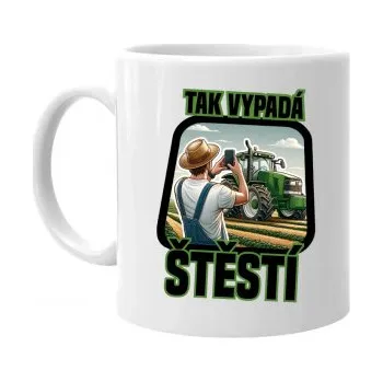 Žertovný předmět Tak vypadá štěstí - farmář - hrnek s potiskem- Tričkový.cz