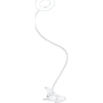 Lampička Solight LED stmívatelná stolní lampička s klipem bílá, 300lm, nastavitelná teplota světla, USB