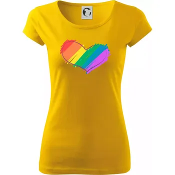 Dámské tričko Srdce čmárané - Dámské triko Pure - 3XL ( Žlutá )