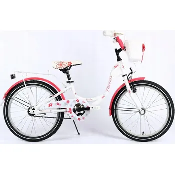 Dětské kolo Kolo FLOWERS 20" bílo-korálové – dětské kolo s košíkem a blatníky