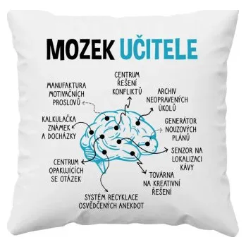 Žertovný předmět Mozek učitele - polštář s potiskem- Tričkový.cz