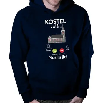 Žertovný předmět Kostel volá, musím jít - pánská mikina s potiskem- Tričkový.cz