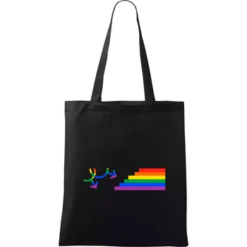 Nákupní taška Gay symbol duha - Taška bavlněná - 42 x 38 cm ( Černá )