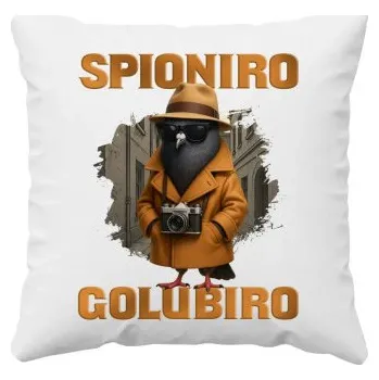 Žertovný předmět Spioniro Golubiro - Italian Brainrot - polštář s potiskem- Tričkový.cz