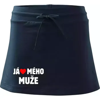 Dámská sukně Já miluju svého muže - Sportovní sukně - two in one - M ( Námořní modrá (velmi tmavá - téměř černá) )