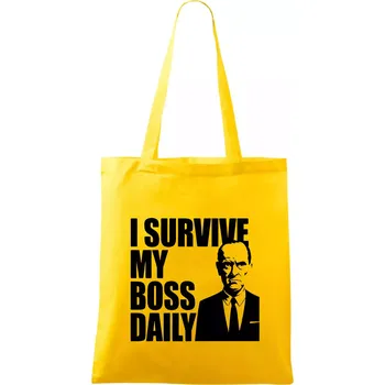 I survive my boss daily - Taška bavlněná - 42 x 38 cm ( Žlutá )