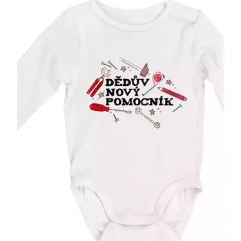 Kojenecké oblečení Dědův nový pomocník - nářadí - Body kojenecké s dlouhým rukávem - Dlouhý r. do 3 měs ( Bílá )