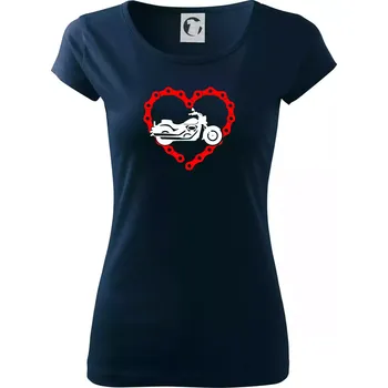 Dámské tričko Moto srdce řetěz - chopper - Dámské triko Pure - S ( Námořní modrá (velmi tmavá - téměř černá) )