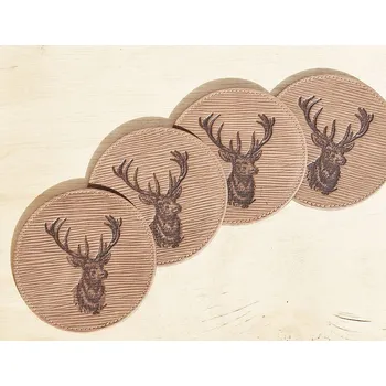 Podtácek Kožený Podtácek H "Jelení Hlava" - Dárek pro myslivce