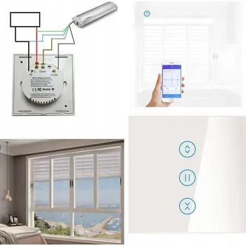 vypínač WiFi DOTYKOVÝ SPÍNAČ SKLENĚNÝ OVLADAČ PRO ROLETY TUYA BÍLÝ