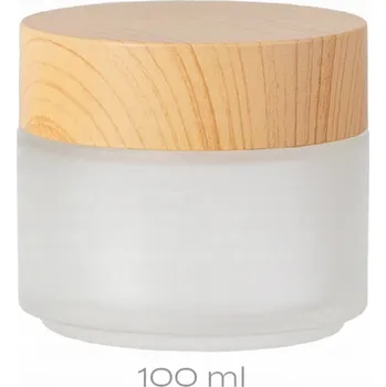 Dóza na potraviny Skleněná dóza matná 100 ml se šroubovacím uzávěrem imitace dřeva