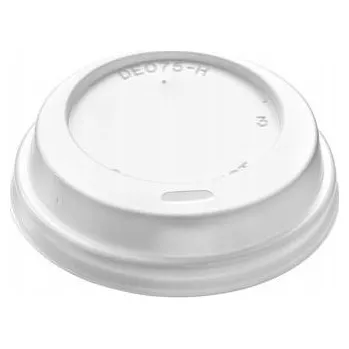 Jednorázové nádobí BÍLÉ VÍČKO NA PAPÍROVÝ KELÍMEK 300/400ML BALENÍ 100 KS