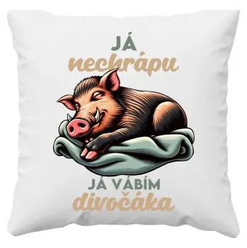 Žertovný předmět Já nechrápu, já vábím divočáka - polštář s potiskem- Tričkový.cz
