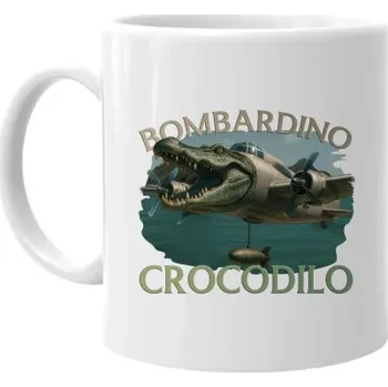 Žertovný předmět Bombardino Crocodilo - Italian Brainrot - hrnek s potiskem- Tričkový.cz