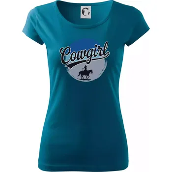 Dámské tričko Cowgirl modrý pruh - Dámské triko Pure - M ( Petrolejová )