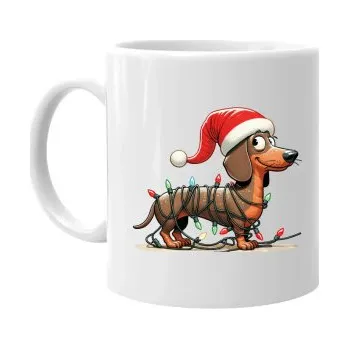 Žertovný předmět Tričkový.cz - Vánoční jezevčík - hrnek s potiskem