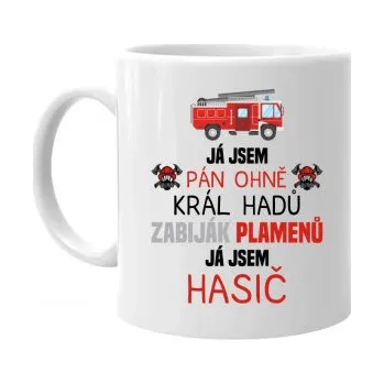 Žertovný předmět Já jsem pán ohně - hrnek s potiskem- Tričkový.cz