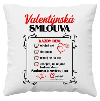 Žertovný předmět Valentýnská smlouva - polštář s potiskem- Tričkový.cz