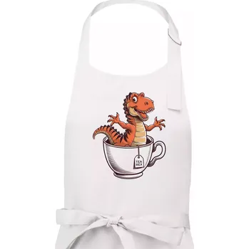 Kuchyňská zástěra Tea rex - Dámská zástěra na vaření - Univerzální velikost ( Bílá )