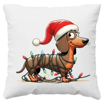 Žertovný předmět Tričkový.cz - Vánoční jezevčík - polštář s potiskem