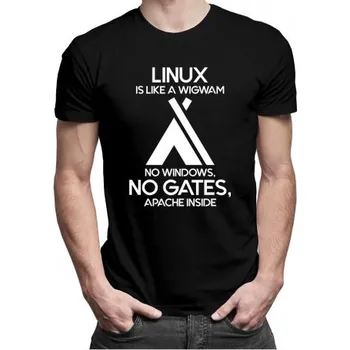 Žertovný předmět Linux is like a wigwam - pánské tričko s potiskem- Tričkový.cz