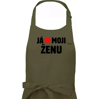 Kuchyňská zástěra Já miluju svojí ženu - Pánská zástěra na vaření - Univerzální velikost ( Khaki )