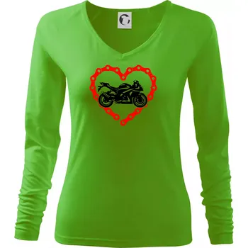 Dámské tričko Moto srdce řetěz - silniční - Triko dámské Elegance - XL ( Apple Green )