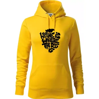 Dámská mikina Home is where the dog - Mikina dámská Cape s kapucí - L ( Žlutá )