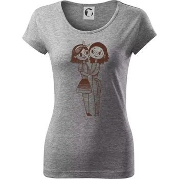 Dámské tričko Lesbický pár - Dámské triko Pure - 2XL ( Tmavě šedý melír )