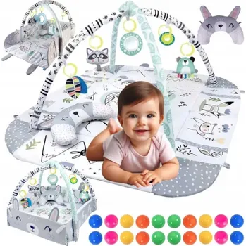 Hrací deka VELKÁ VZDĚLÁVACÍ PODLOŽKA MĚKKÁ INTERAKTIVNÍ PODLOŽKA PRO MIMINKO S MOTIVEM LESA