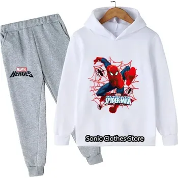 Spiderman Dětská tepláková souprava s potiskem akčního hrdiny - Spidermana (šedé tepláky) Barva: 9 - bílá mikina, Velikost: 100 / 3-4 roky