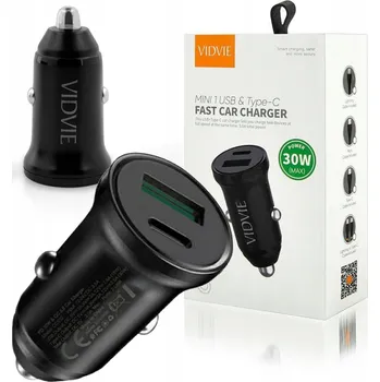 Automobilová VIDVIE CC532 QC3.0 30W 1xUSB + USB TYPE-C