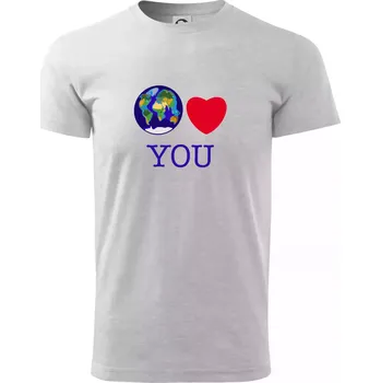 Pánské tričko Svět Tě miluje world loves you (Moňas) - Triko extra velké (5-8XL) - 8XL ( Světlešedý Melír )