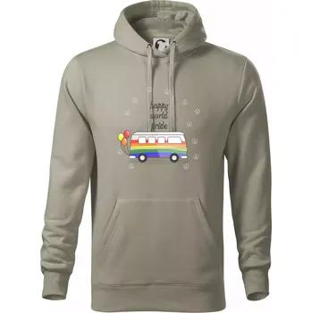 Pánská mikina Happy world pride - Mikina pánská Cape s kapucí - 5XL ( Light khaki )