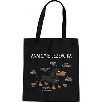 Žertovný předmět Anatomie jezevčíka - taška s potiskem- Tričkový.cz