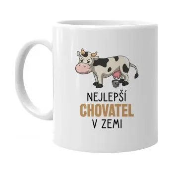 Žertovný předmět Nejlepší chovatel v zemi (krávy) - hrnek s potiskem- Tričkový.cz