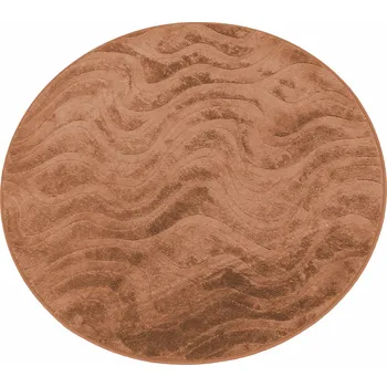 Koberec kulatý o průměru 120 cm vzor vlny hnědý