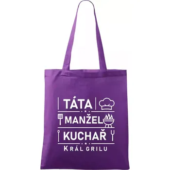 Táta manžel kuchař král grilu - Taška bavlněná - 42 x 38 cm ( Fialová )