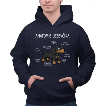 Žertovný předmět Anatomie jezevčíka - pánská mikina s potiskem- Tričkový.cz