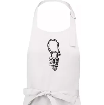 Kuchyňská zástěra Zámek s řetězem - Pánská zástěra na vaření - Univerzální velikost ( Bílá )