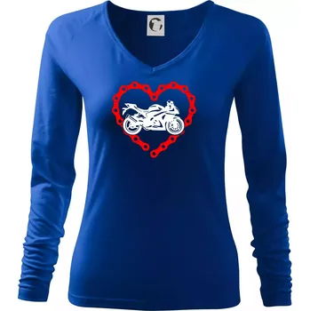Dámské tričko Moto srdce řetěz - supersport - Triko dámské Elegance - XL ( Královská modrá )