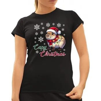 Žertovný předmět Capy Christmas - dámské tričko s potiskem- Tričkový.cz
