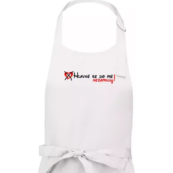 Kuchyňská zástěra Hlavně se do mě nezamiluj - Pánská zástěra na vaření - Univerzální velikost ( Bílá )
