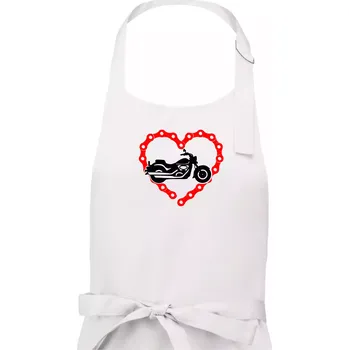 Kuchyňská zástěra Moto srdce řetěz - chopper - Dámská zástěra na vaření - Univerzální velikost ( Bílá )