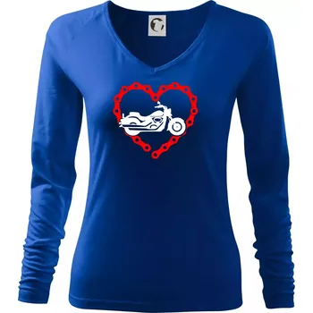 Dámské tričko Moto srdce řetěz - chopper - Triko dámské Elegance - L ( Královská modrá )