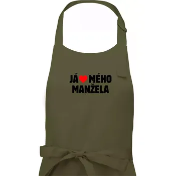 Kuchyňská zástěra Já miluju svého manžela - Dámská zástěra na vaření - Univerzální velikost ( Khaki )